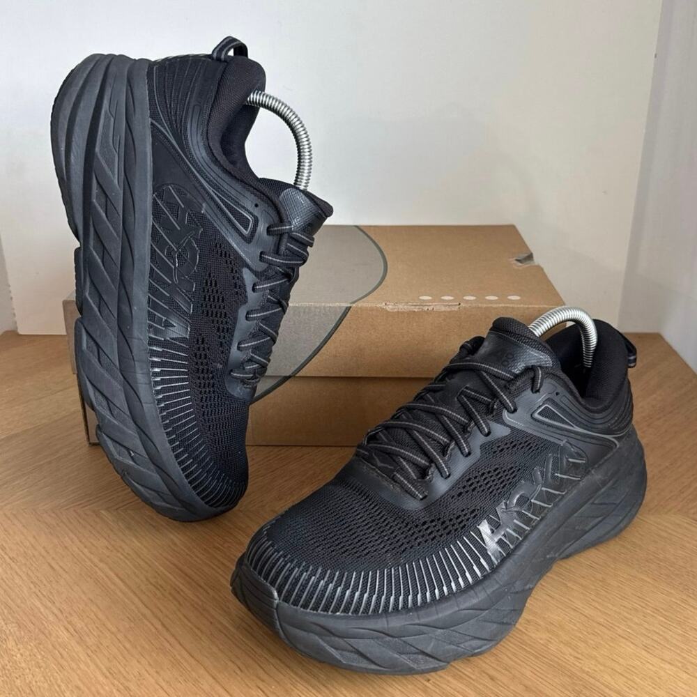 HOKA ONE ONE Bondi 7 ‘Triple Black’ Women Running Sneakers- SZ 9 - Picture 3 of 11